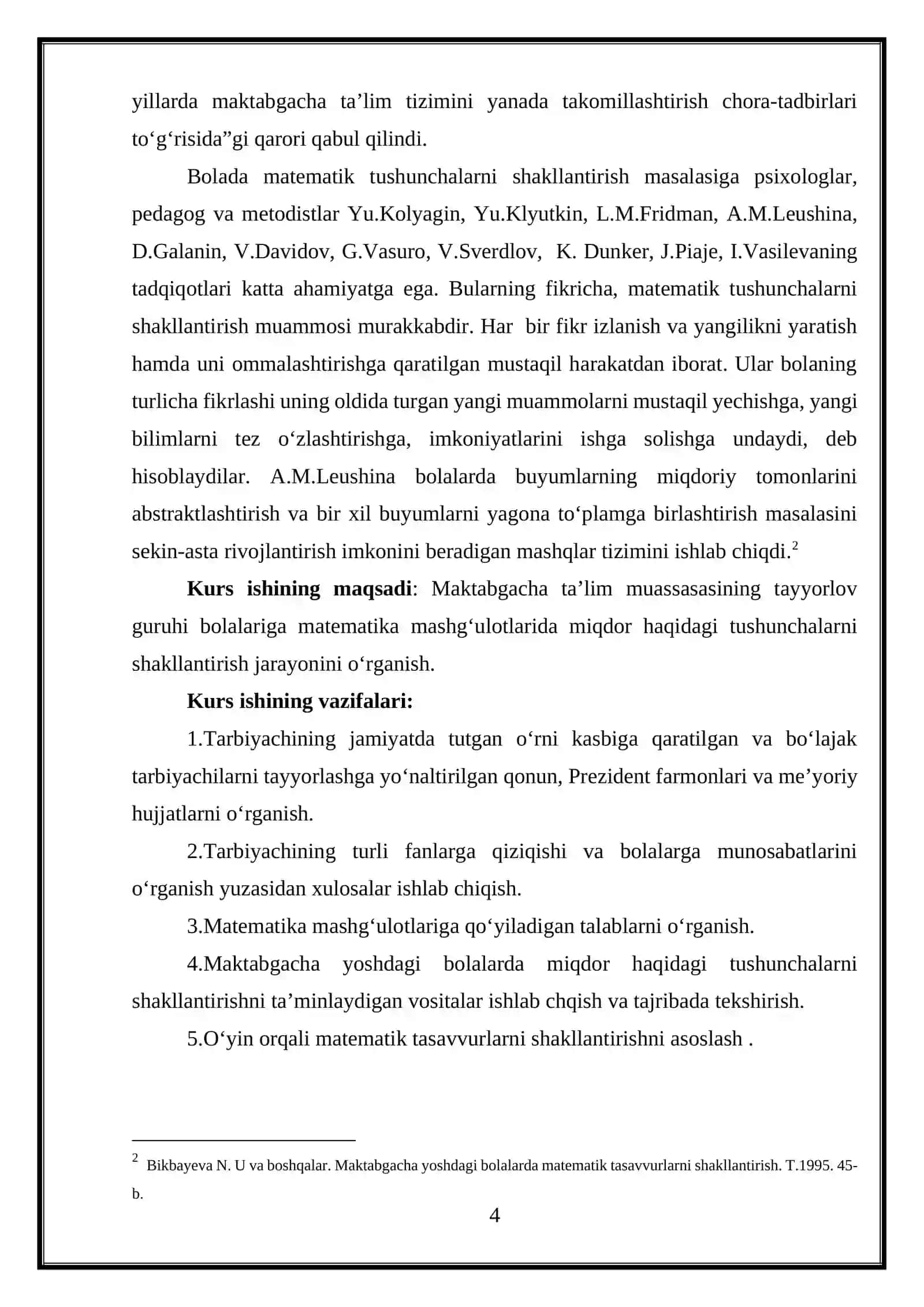 Maktabgacha ta’lim muassaalarida son-sanoq va miqdorga oid tasavvurlarni shakllantirishga doir ijodiy mashg‘ulotlarni tashkil etish metodikasi 4
