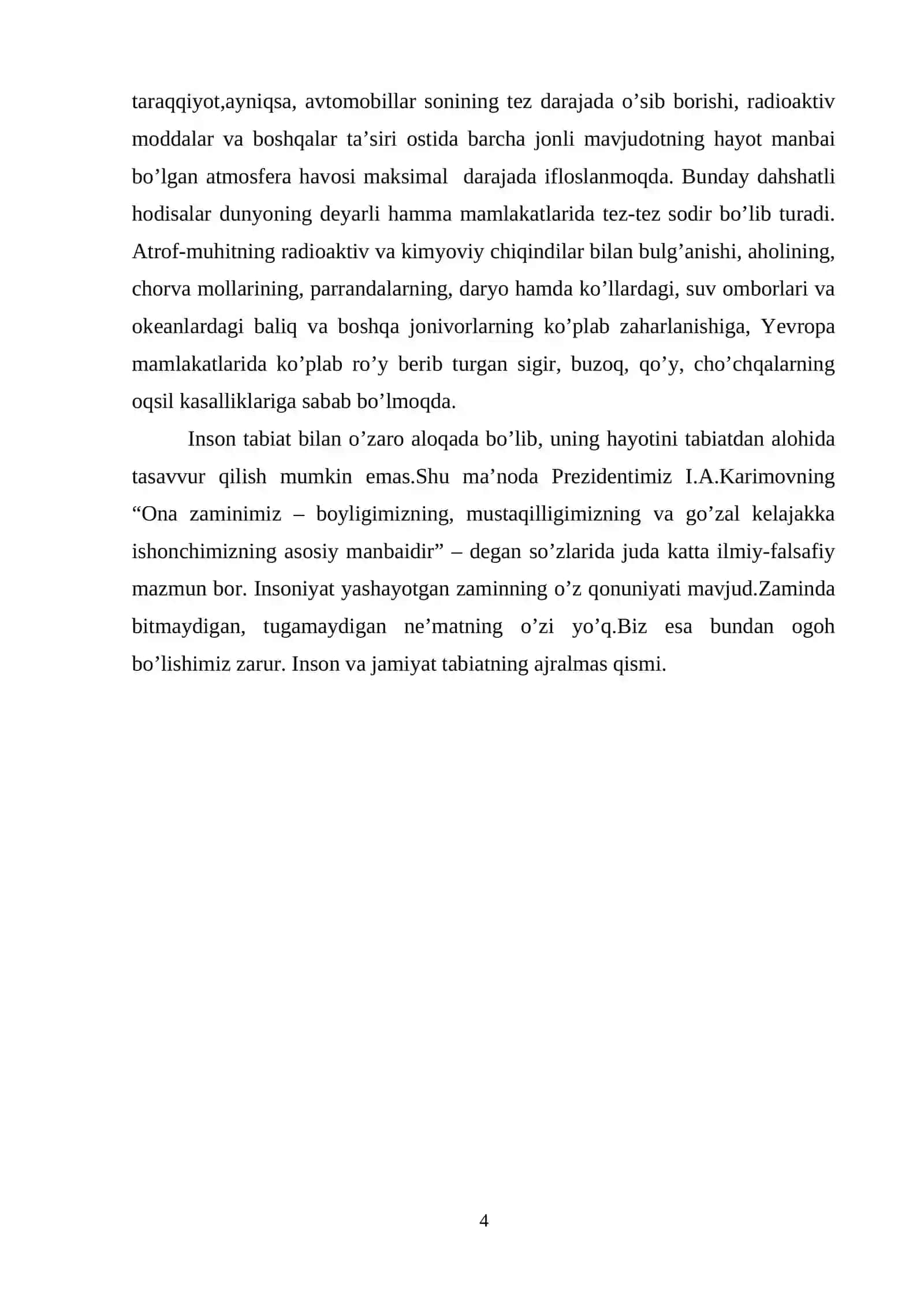 Insoniyatning global muammolari KURS ISHI 4