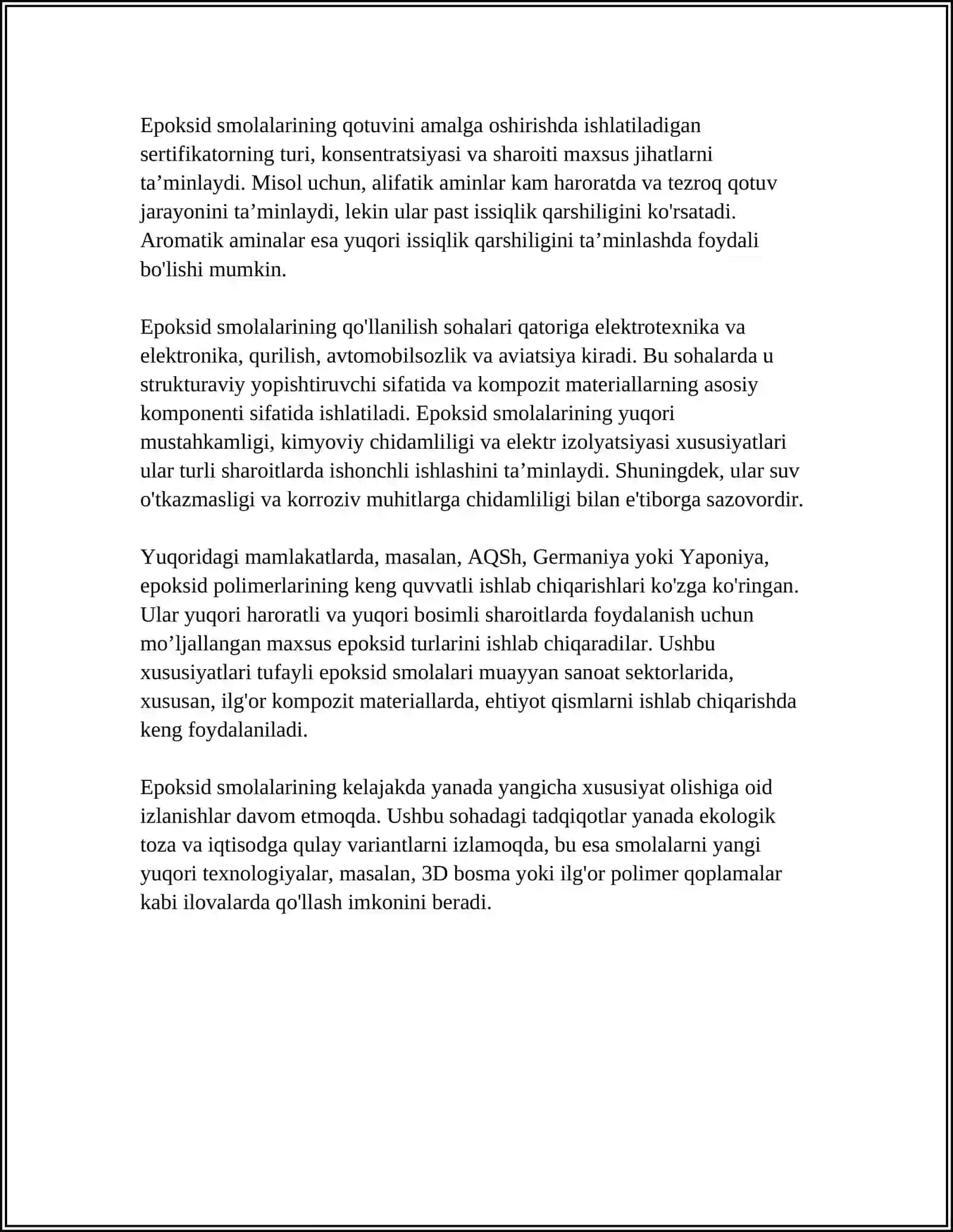 MAXSUS XOSSALI POLIMERLAR EPOOKSID SMOLALARI ASOSIDA 4