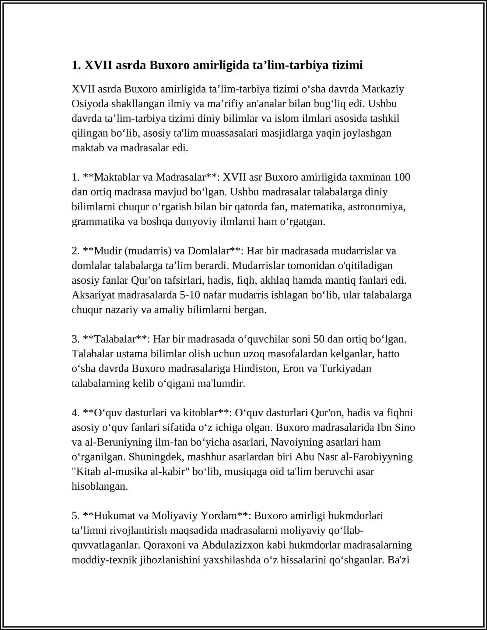 XVII ASRDAN XIX ASRNING YARMIGACHA TARBIYA, MAKTAB VA PEDAGOGIK FIKRLAR RIVOJI 4