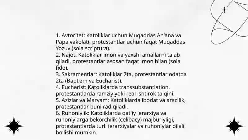 Xristianlikdagi oqimlar va ularning bir biridan farqi 4