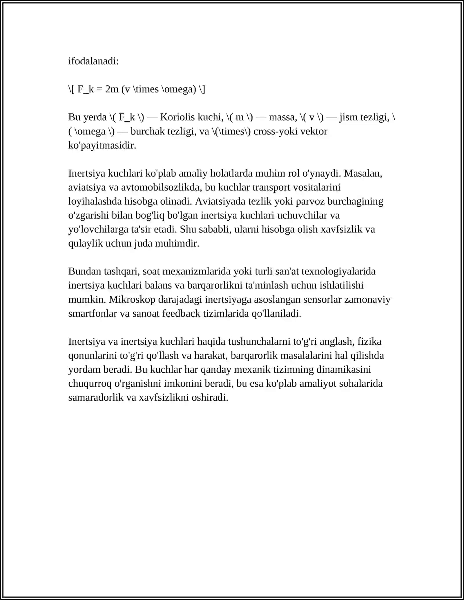 NOINERSIAL SANOQ TIZIMLARDAGI INERSIYA KUCHLARI 4