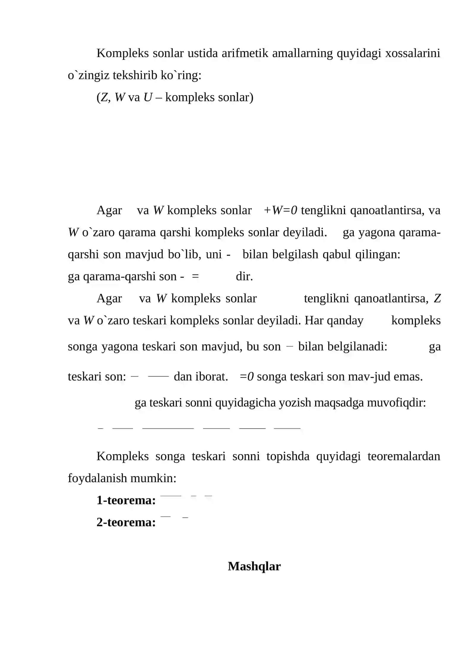 Kompleks sonlar 4