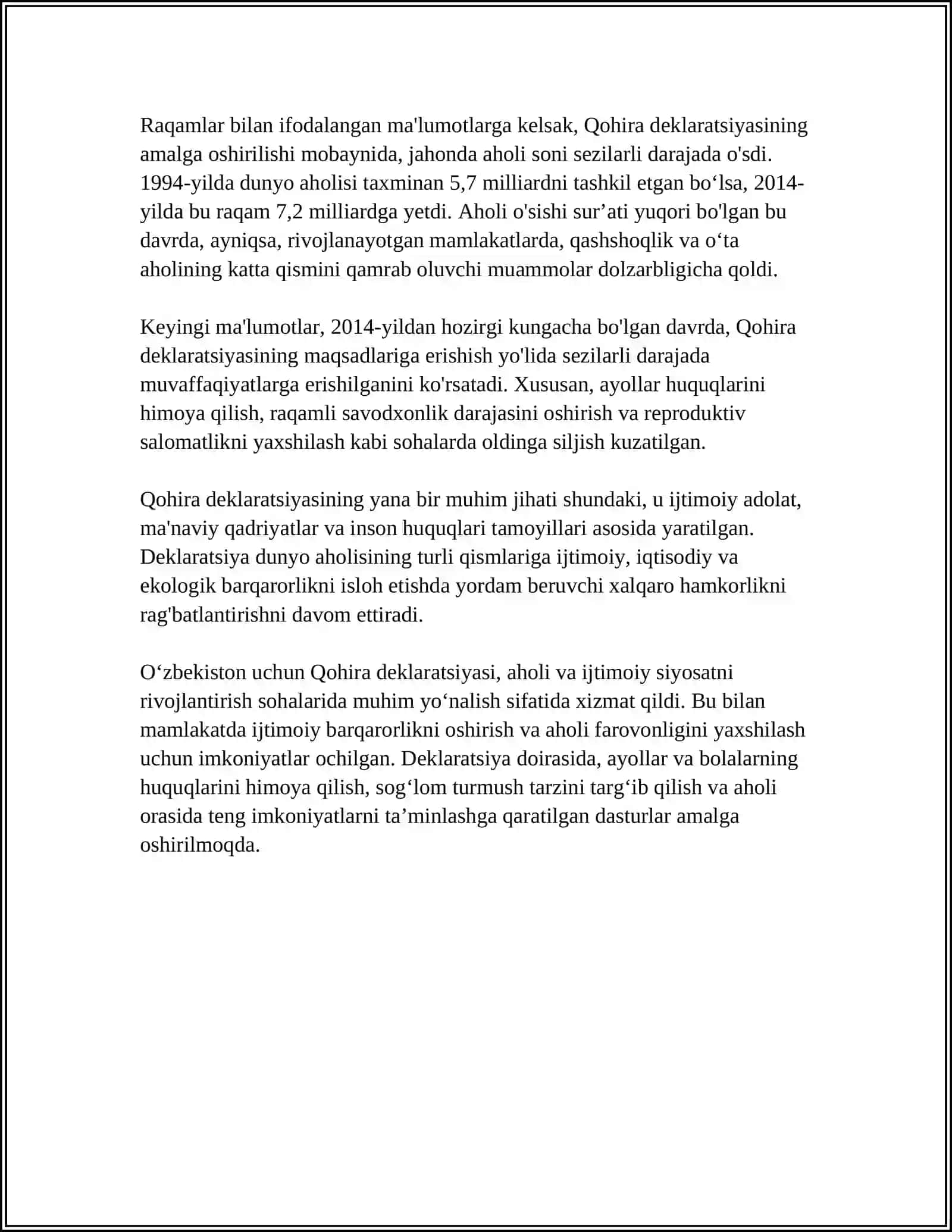 Qohira Deklaratsiyasi Tarixi va Mazmuni 4