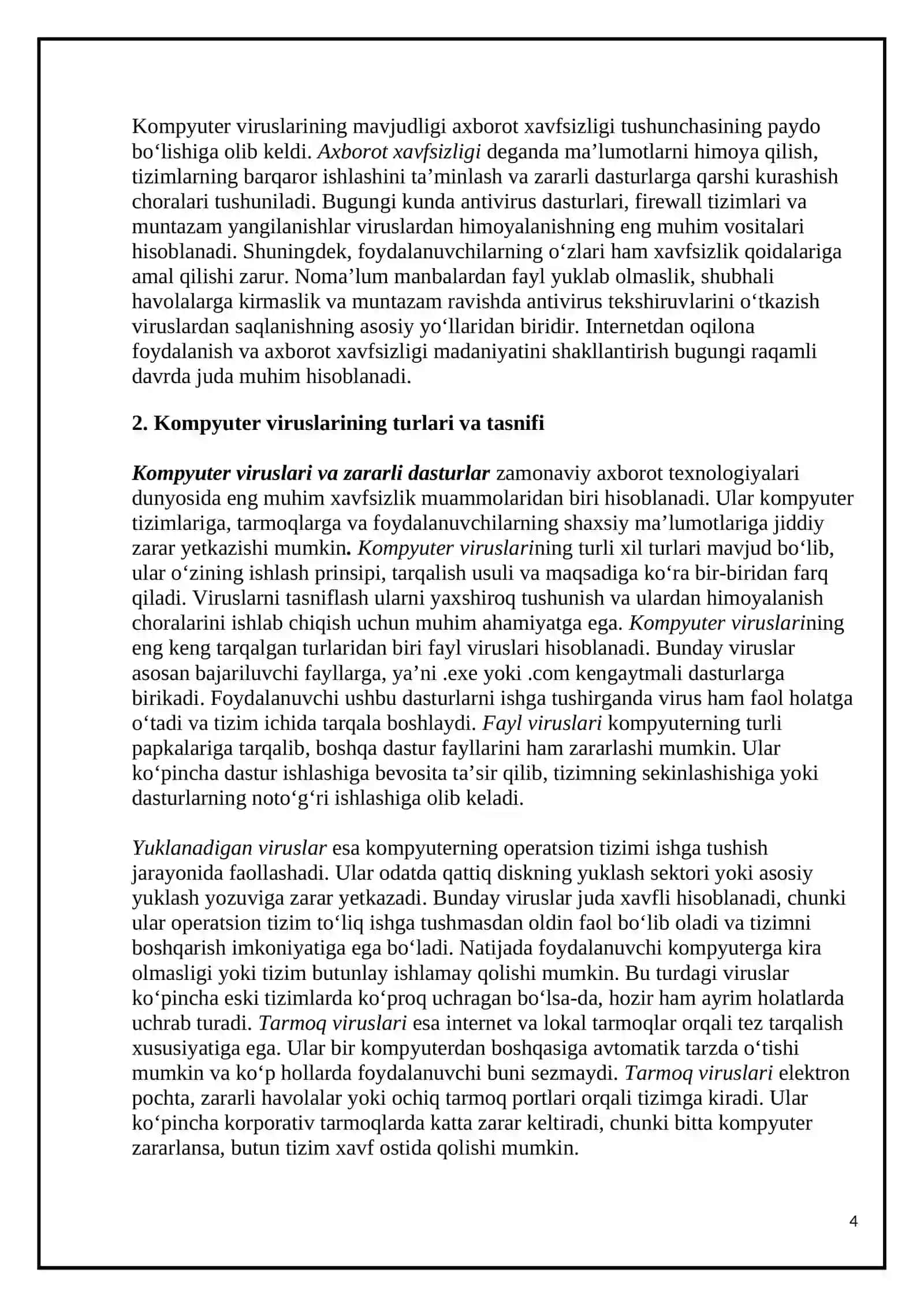 Kompyuter viruslari va virusdan himoyalash usullari 4