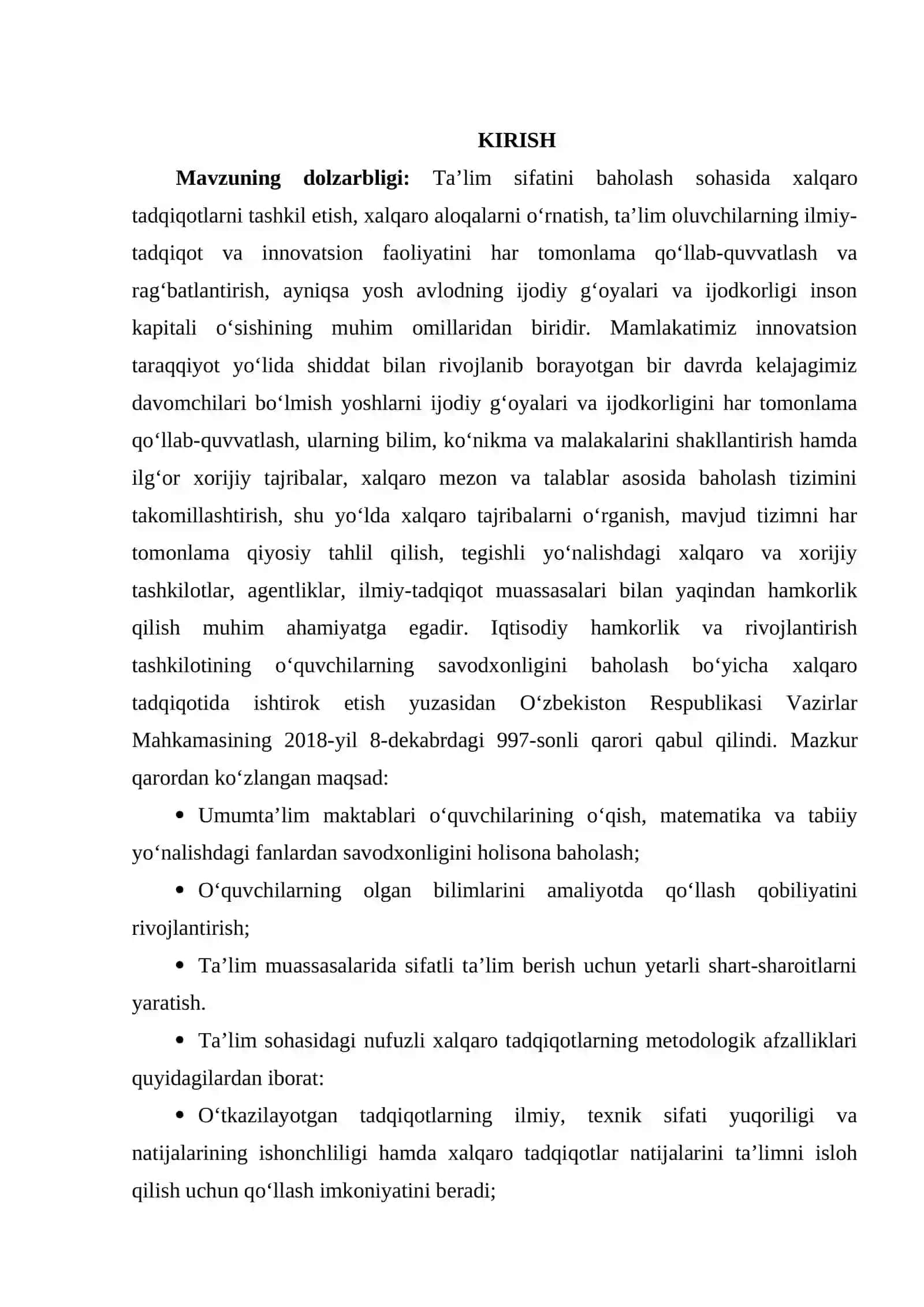TIMSS (Trends in International Mathematics and Science Study (TIMSS) 4 va 8-sinf oquvchilarining matematika va tabiiy yonalishdagi fanlardan ozlashtirish darajasini baholash uchun) tadqiqotlari haqida umumiy tushuncha 4