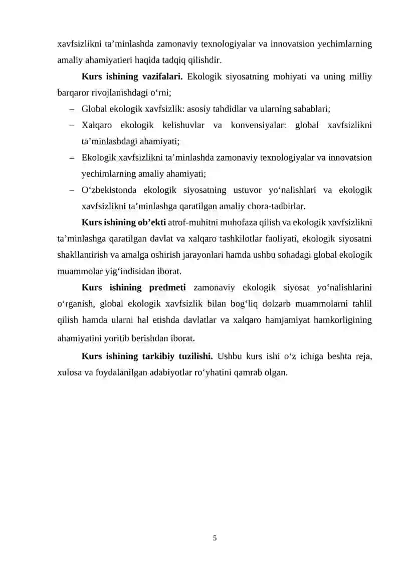 Ekologik Siyosat va Global Ekologik Xavfsizlik Muammolari 4
