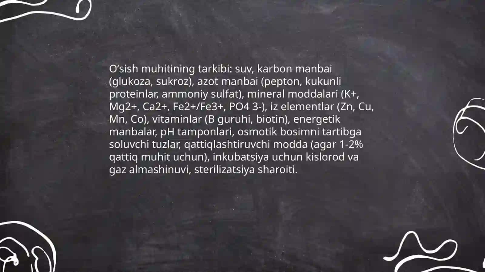 Mikrobeotexnologiya.Mikroorganizmlar oʻstirish tamoyillari 4