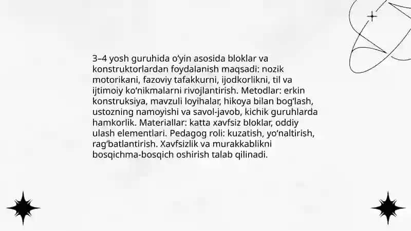 Maktabgacha taʼlim tashkilotlarida turli yosh guruhlarida qurish - yasashga oʻrgatish metodlari 4