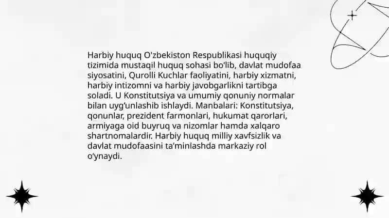 Harbiy huquqning O'zbekiston Respublikasi Qurolli Kuchlaridagi ijtimoiy roli 4