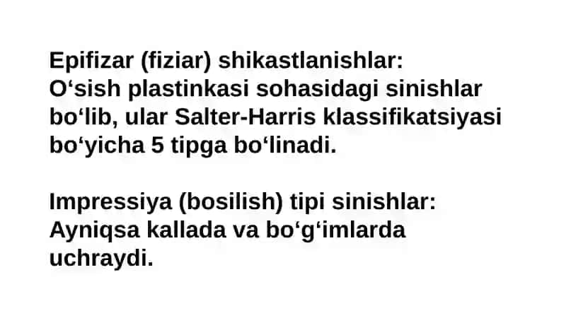 Bolalarda suyak shikastlanishini oziga hosligi 4