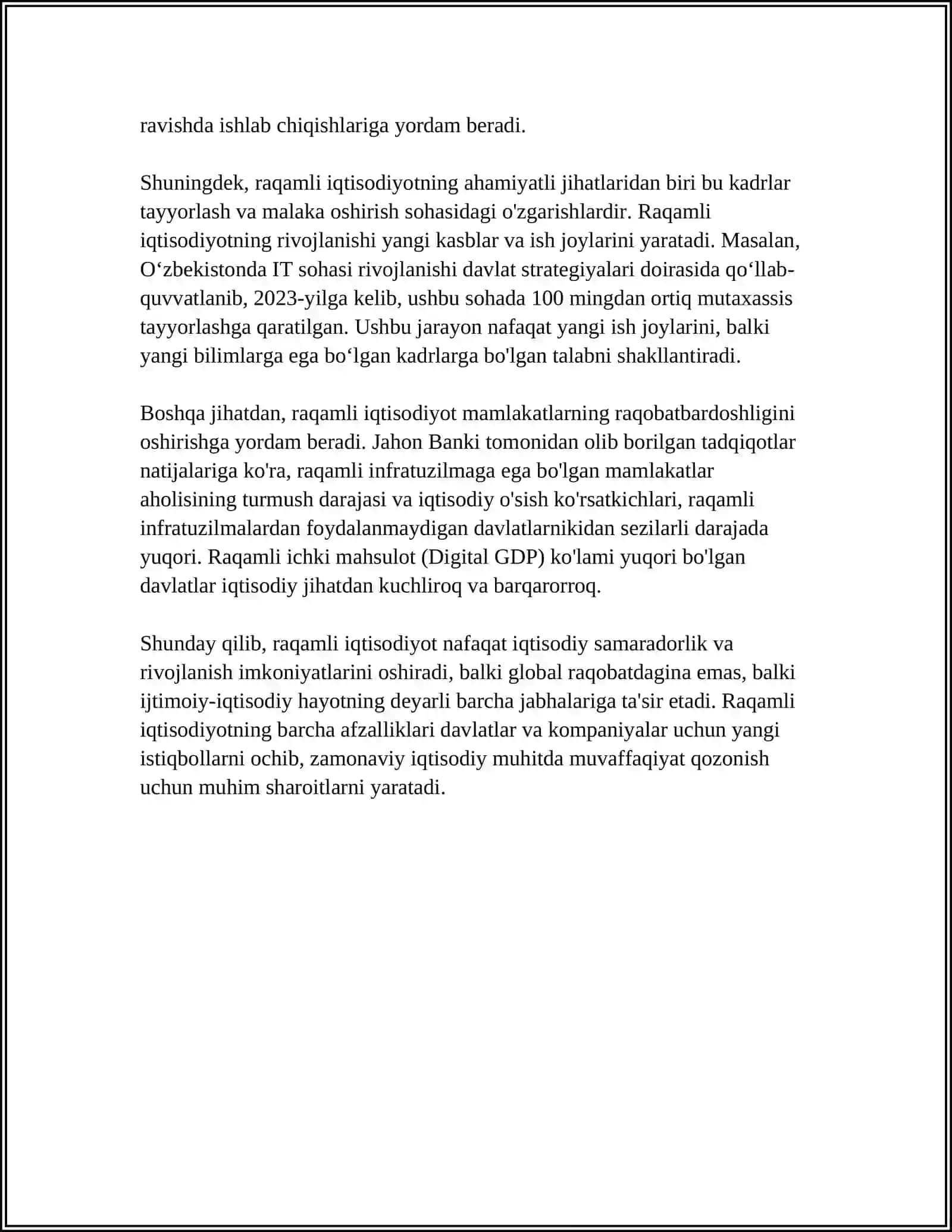 IQTISODIYOTNI RIVOJLANTIRISHDA RAQAMLI IQTISODIOTNING YÖLI 4