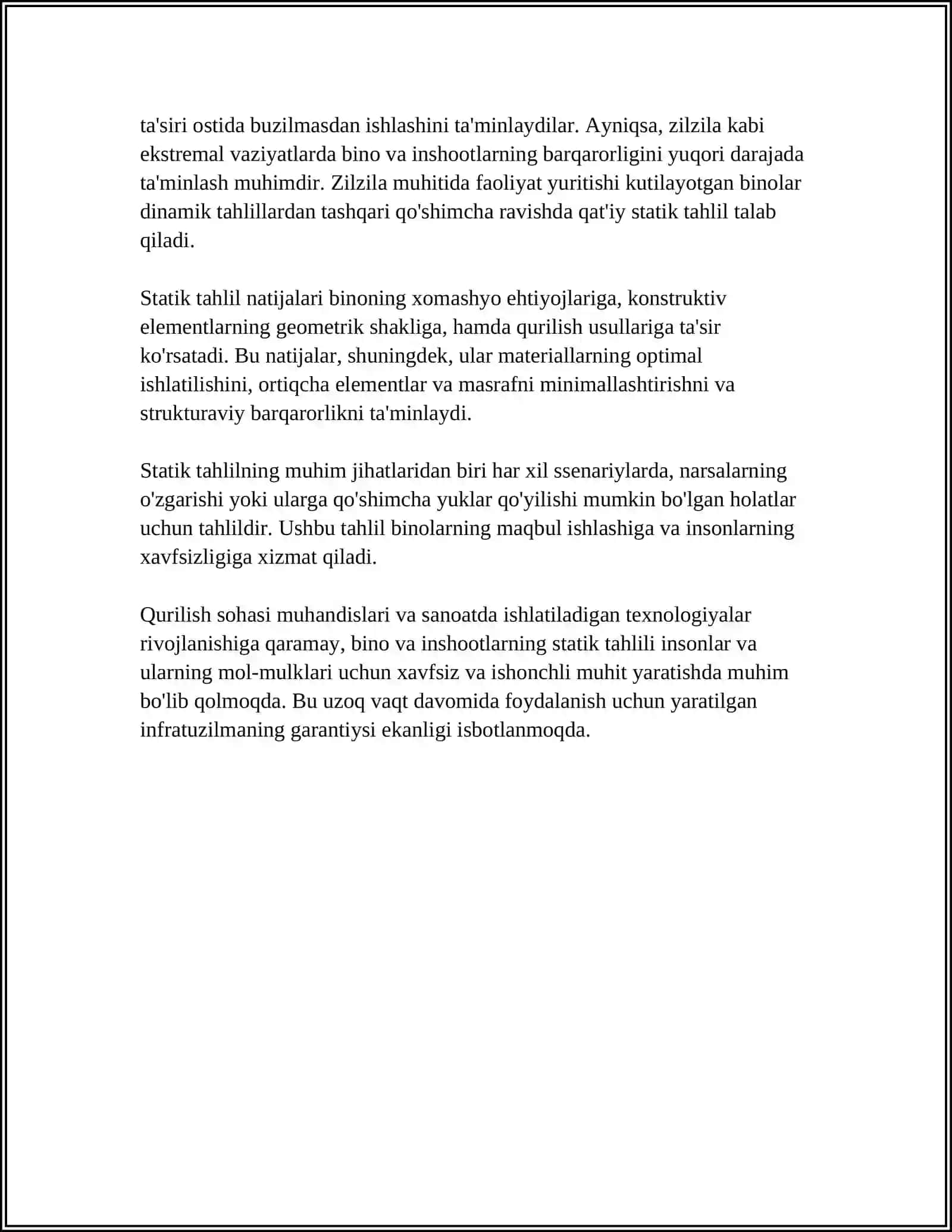 MUSTAQIL ISH Mavzu: BINO INSHOOTLARINING YERGA KO’RSATADIGAN TA’SIR KUCHLARI 4