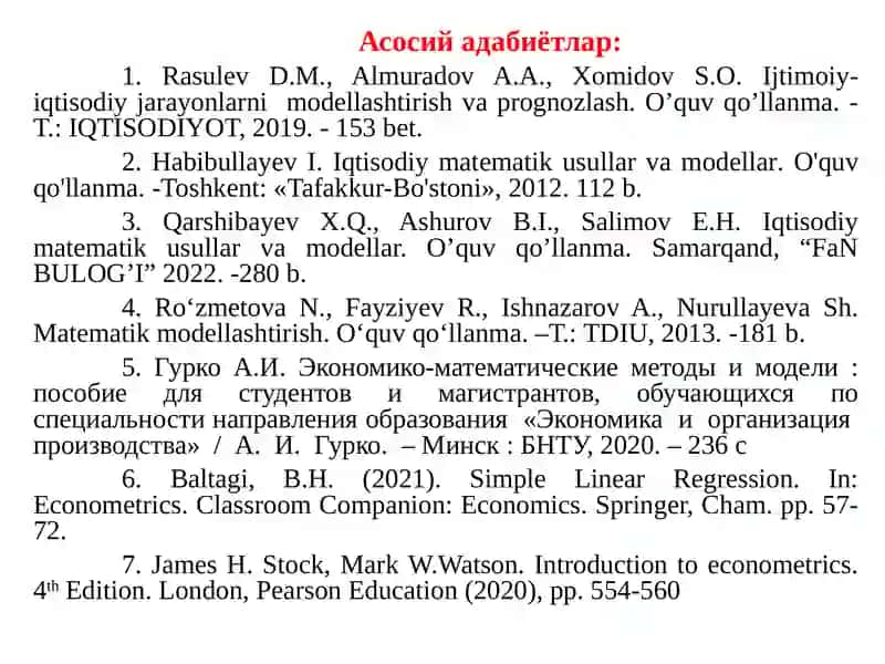 Ijtimoiy-iqtisodiy jarayonlarni modellashtirish va prognozlash 4