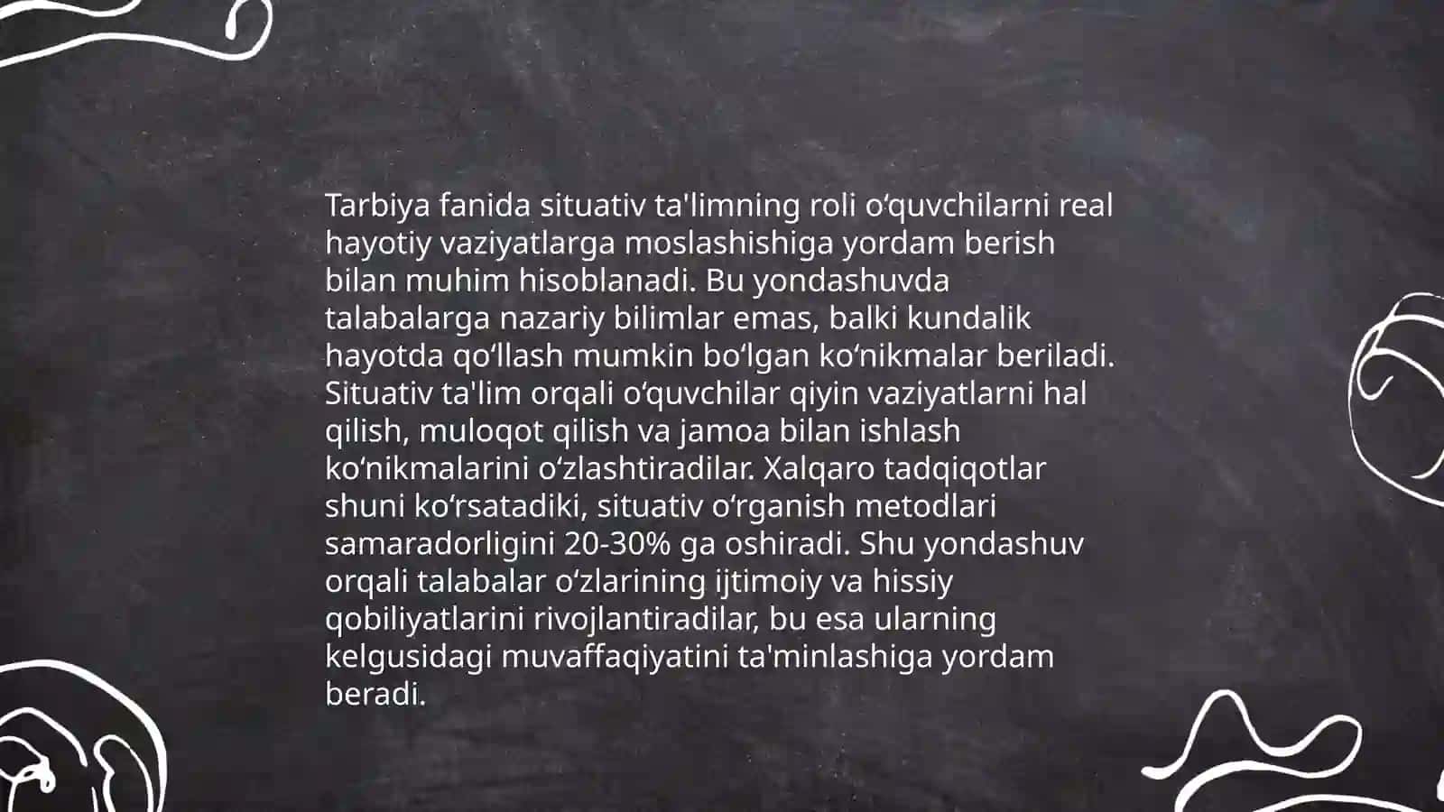 Umumtaʼlim maktablarida tarbiya fanini oʻqitishda siuativ taʼlimdan foydalanish 4