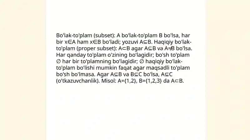 Toplamlarni sinfga ajratish 4
