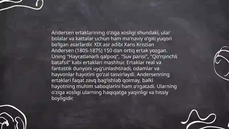 X.K.Andersen ertaklarining jahon adabiyotida tutgan oʻrni 4