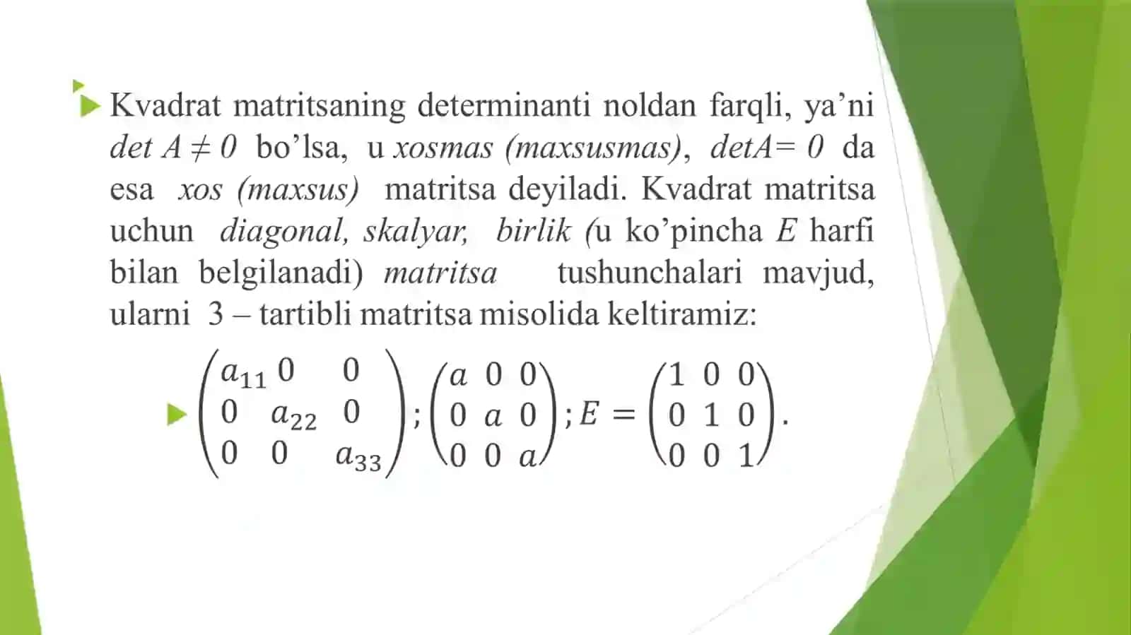 Matritsalar va ular ustida amallar 4