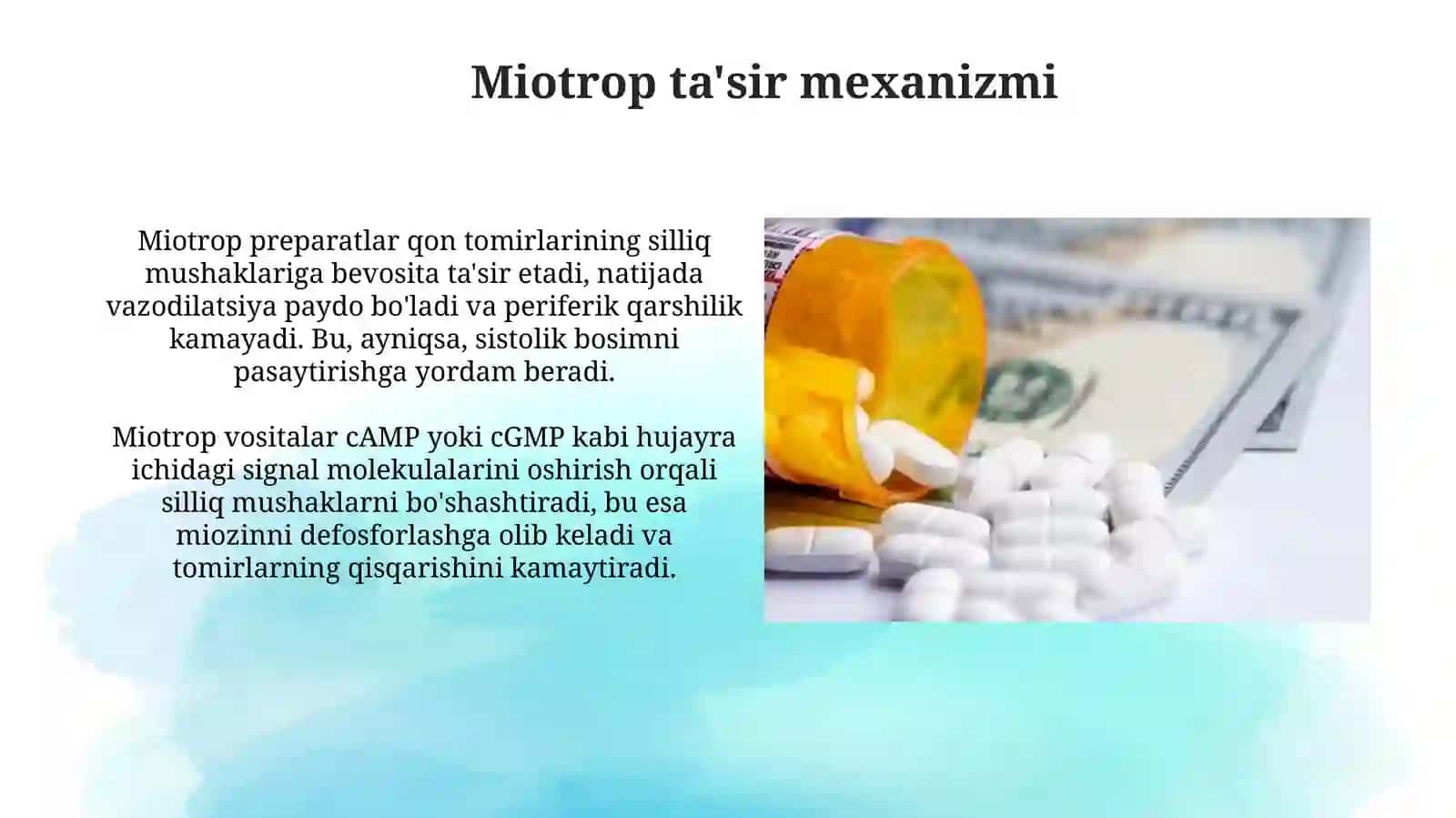 Gipotenziv dori vositalar farmakolgiyasi. Miotrop va neyrotrop gipotenziv dori vositalari 4