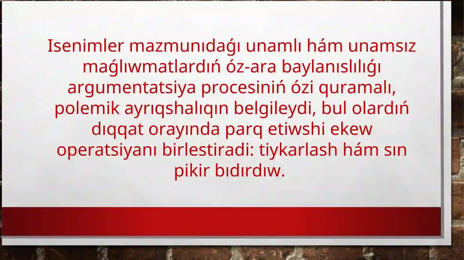 ARGUMENTLESTIRIW HÁM BILIMLER RAWAJLANIWINIŃ LOGIKALIQ FORMALARI 4