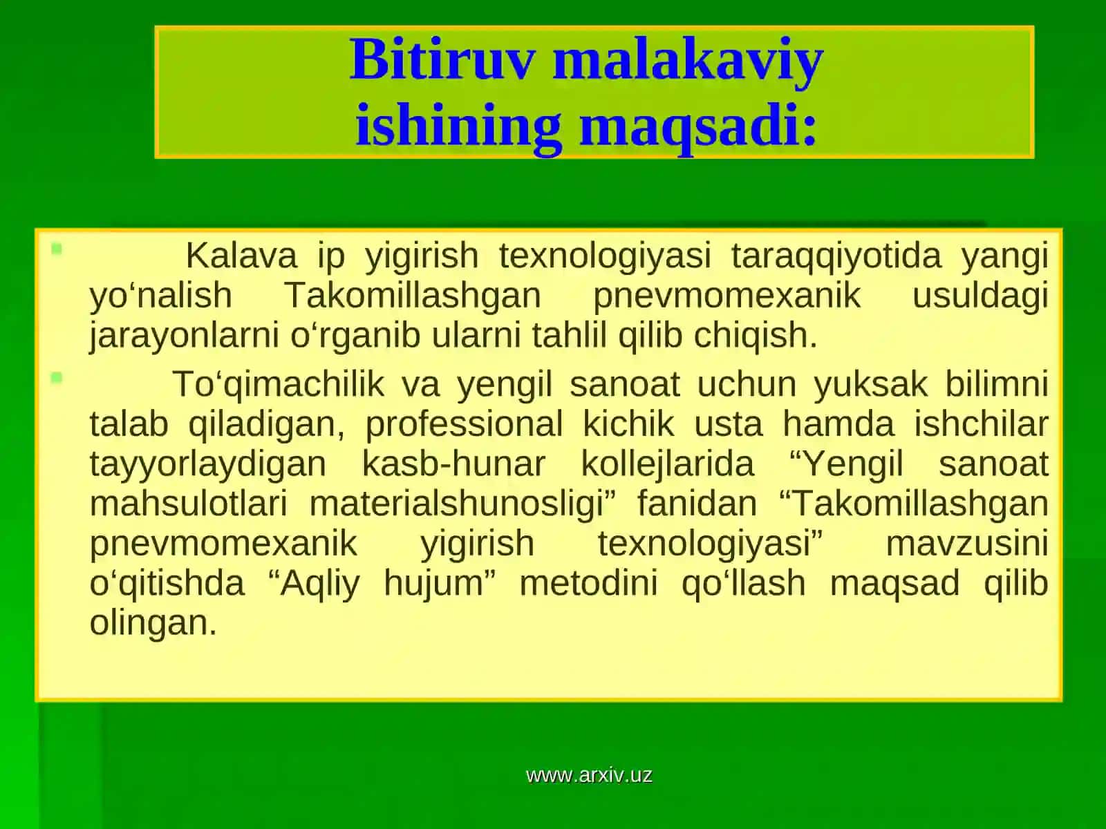 Takomillashgan pnevmomexanik yigirish texnologiyasi 4