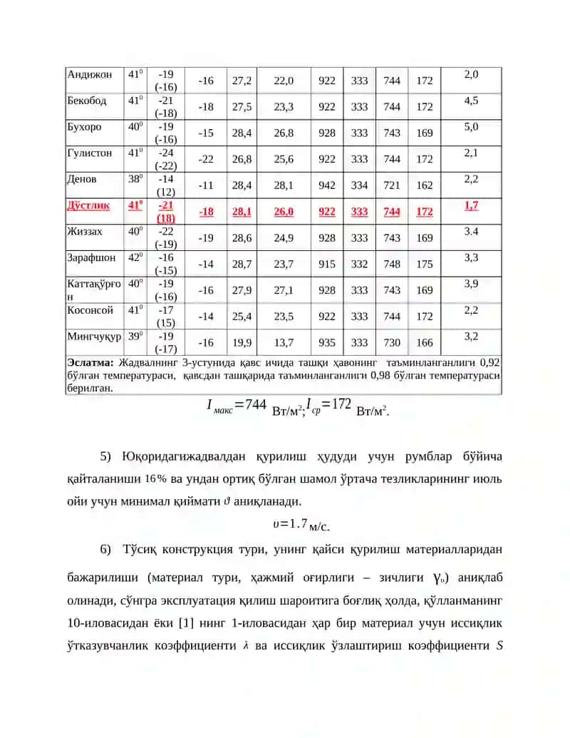 Ташқи тўсиқ конструкцияларнинг иссиқликка чидамлилик 4
