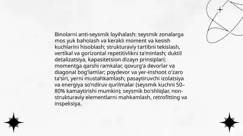 Zilzila oqibatlarini kamaytirishning asosiy tadbirlari 4