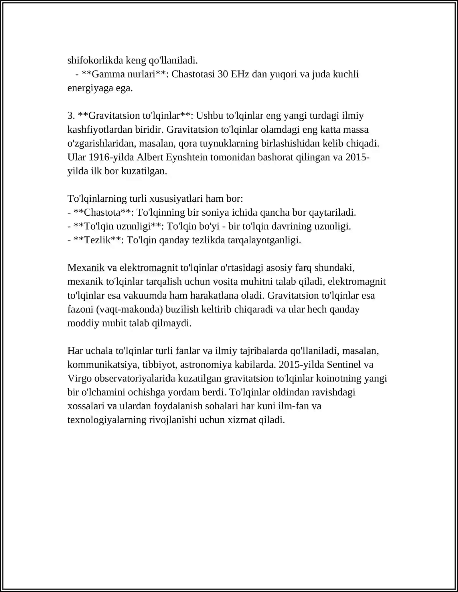 TOVUSH TO'LQINLARI VA ULARNING XARESTIKALARI 4