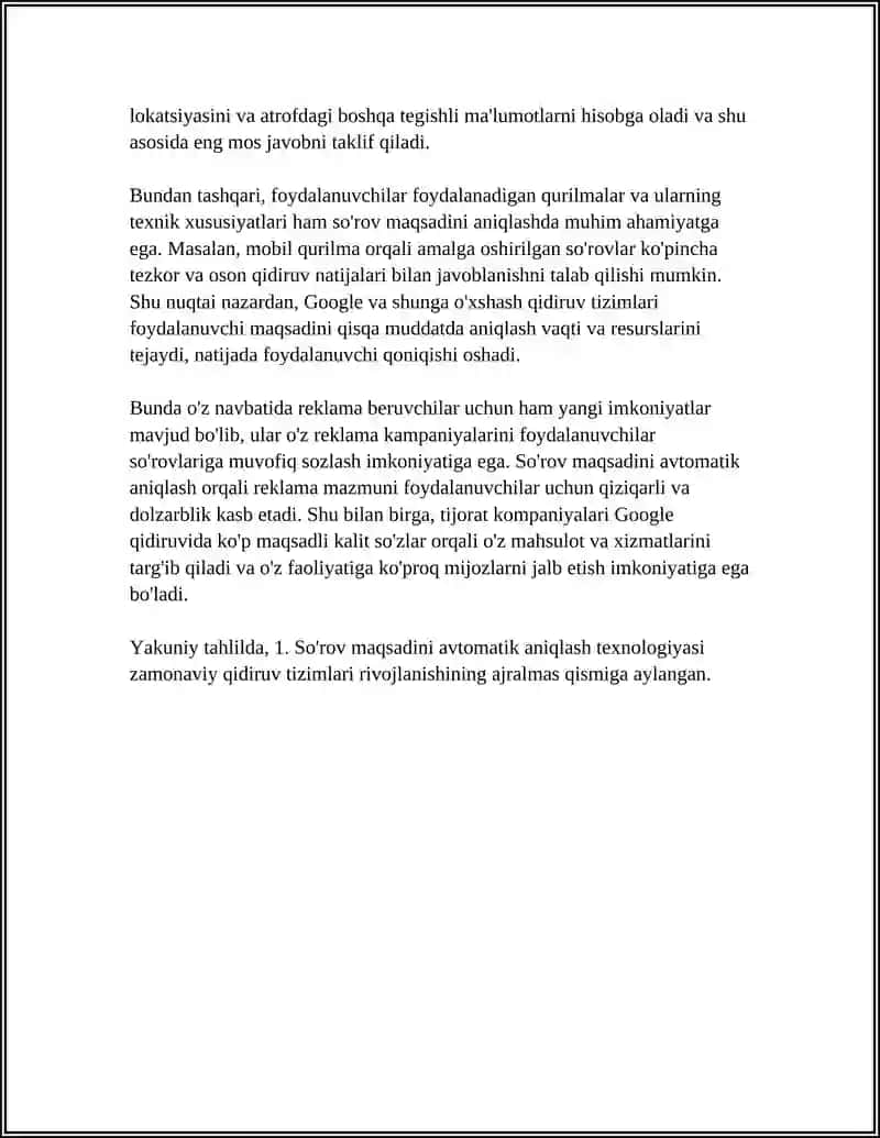 GOOGLE’DA FOYDALANUVCHI EHTIYOJLARINI OLDINDAN ANIQLASH TEXNOLOGIYASI 4