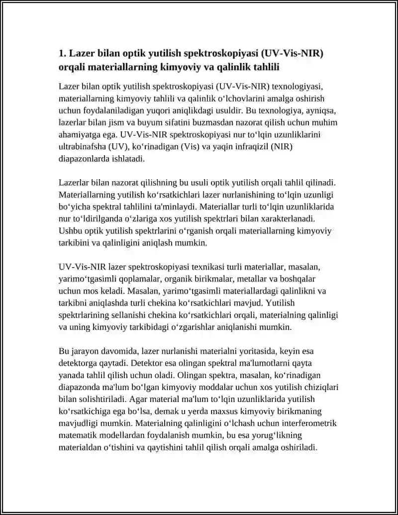 LAZERLAR BILAN JISM VA BUYUM SIFATINI BUZMASDAN NAZORAT QILISH 4