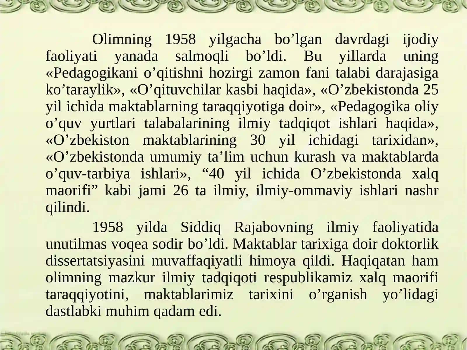 Siddiq Rajabov va Akademik Qori Niyoziylarning ijtimoiy pedagogik faoliyati 4