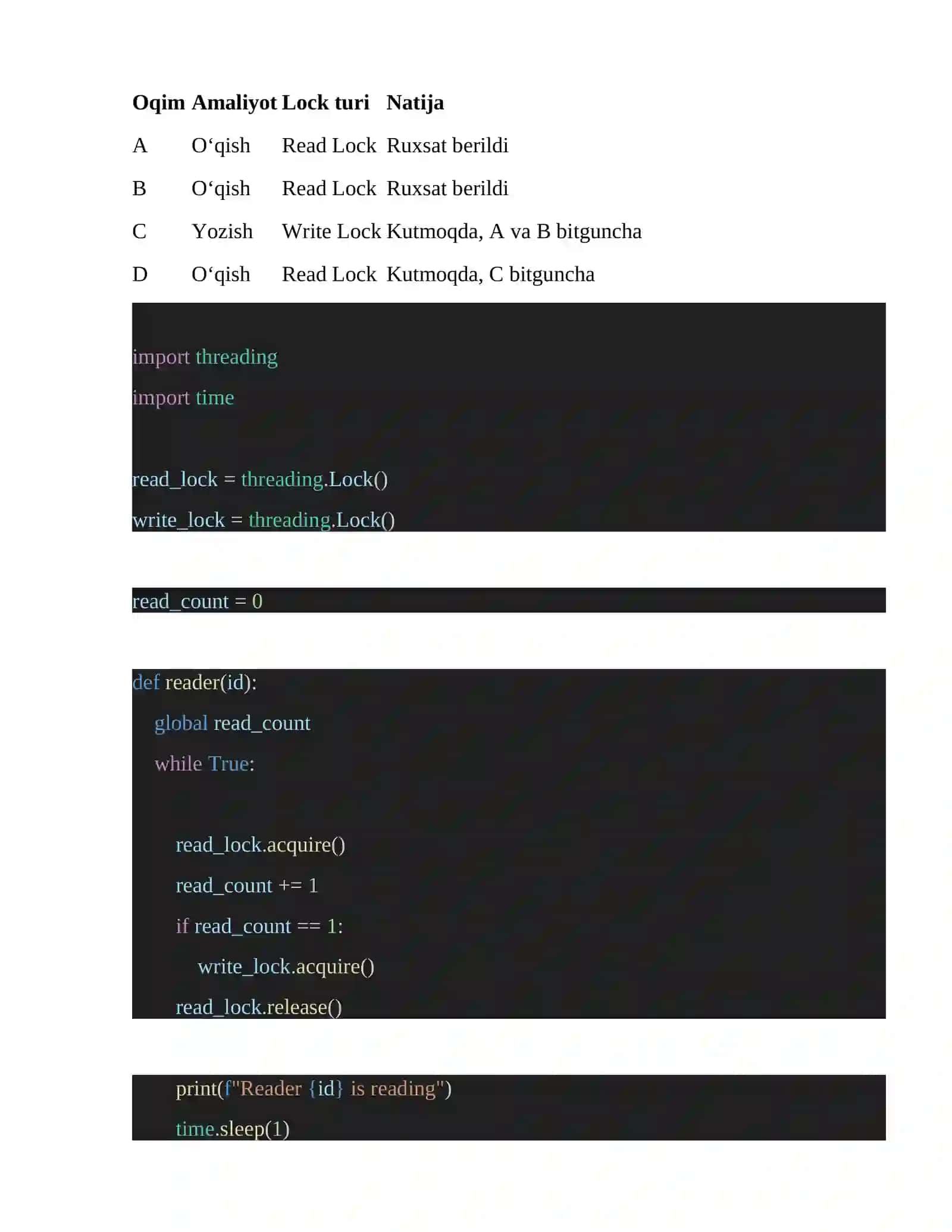 Bir vaqtda ishlaydigan oqimlar uchun sinxron navbat arxitekturasi (2-Lock model) 4
