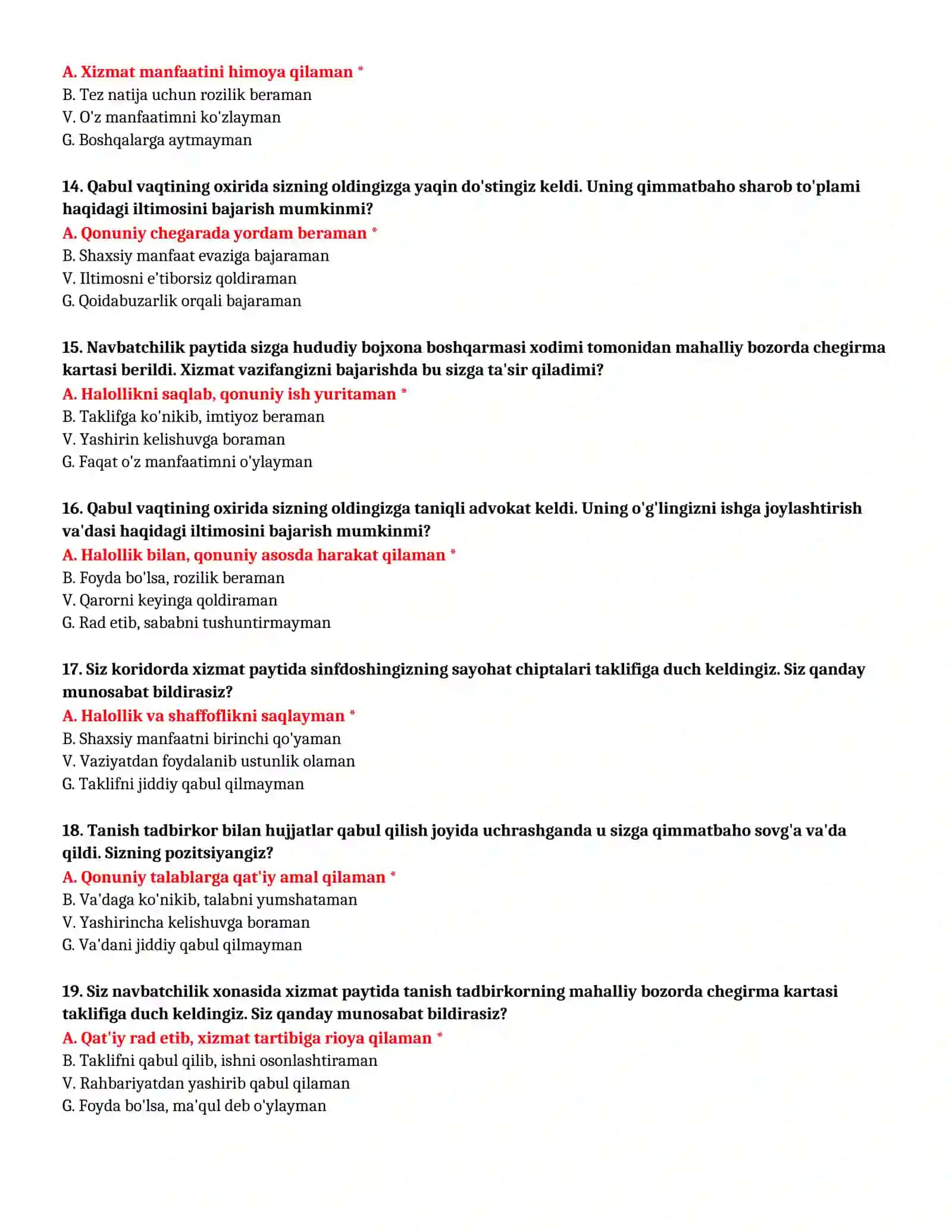 BOJXONA PSIXOLOGIK TEST SAVOLLARI VA JAVOBLARI 4
