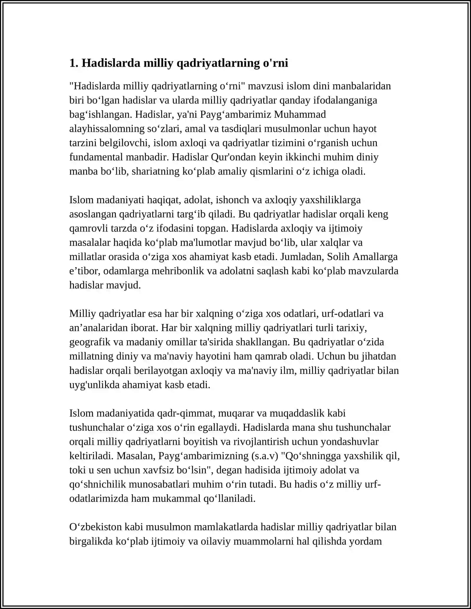 HADISLARDA MILLIY VA DINIY QADRIYATLARNING AKS ETISHI 4