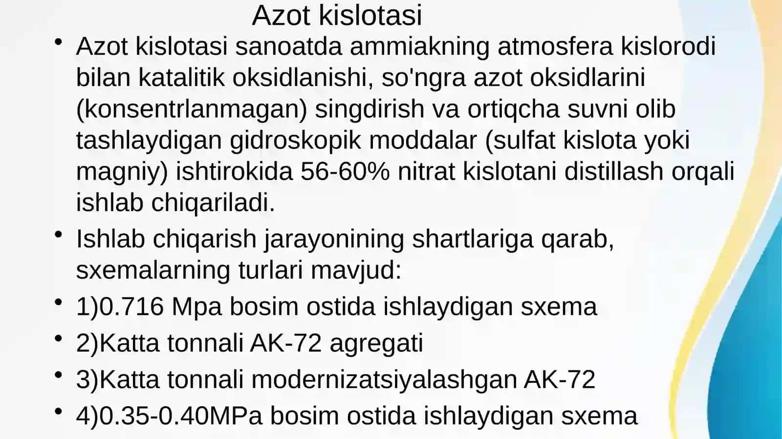 Yiliga 450000 tonna nitrat kislota ishlab chiqarish uchun kontakt apparatini tanlash va hisoblash 4