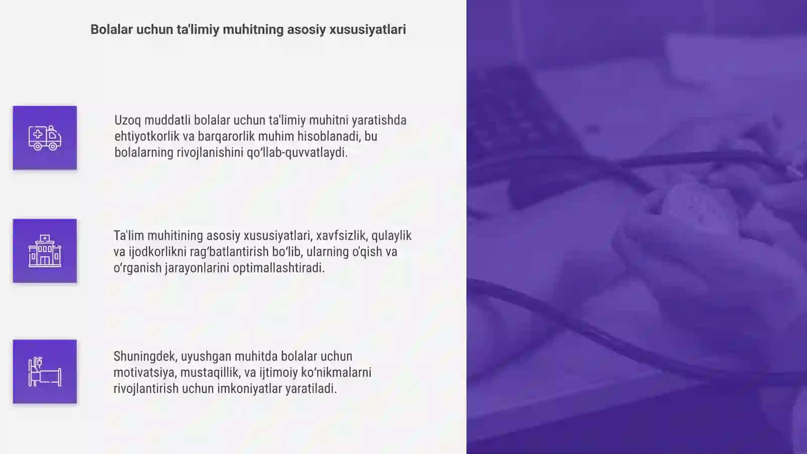 Bolalar uchun uzoq muddatli davolashda ta'limiy muhitni yaratish 4