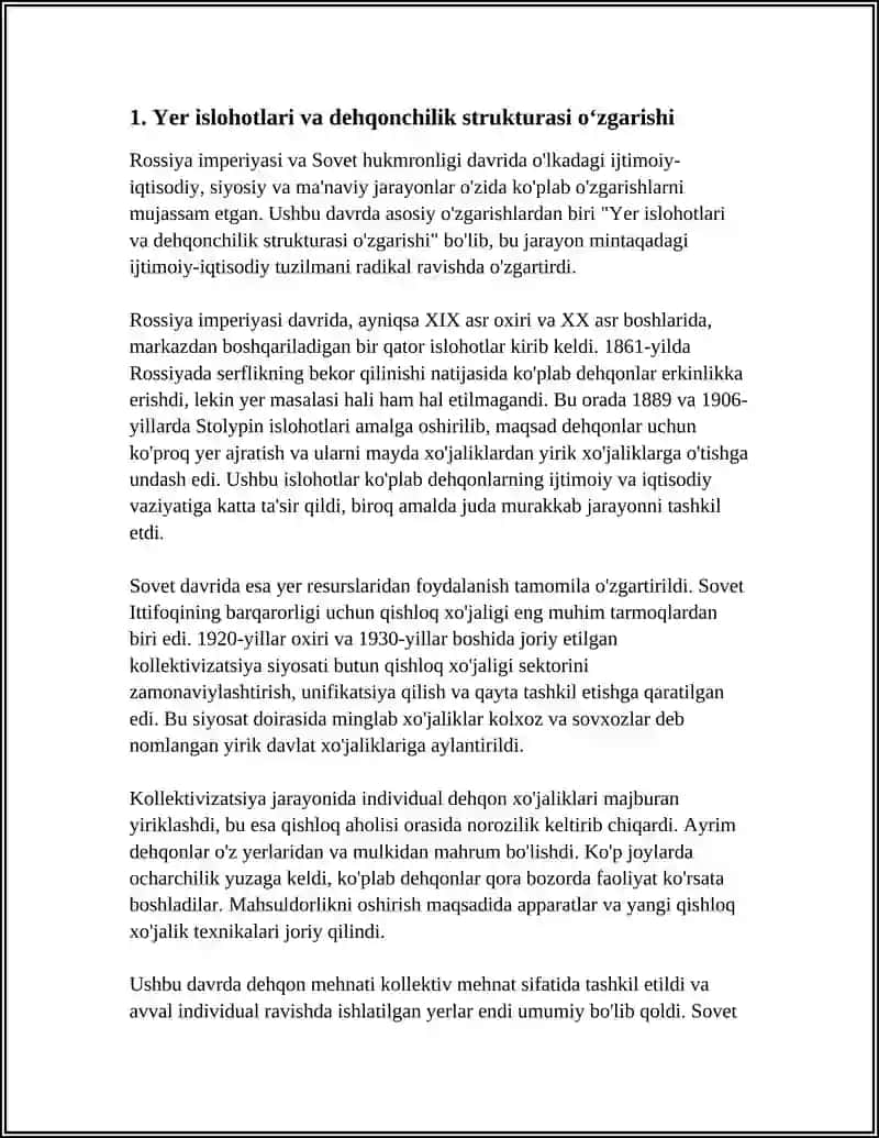 Yer islohotlari va dehqonchilik strukturasi o‘zgarishi 4