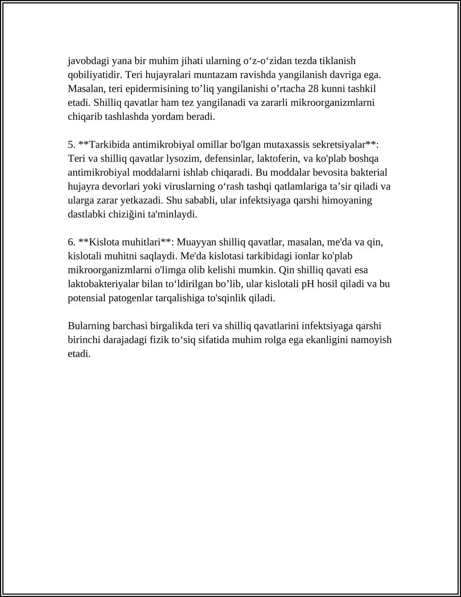 Teri va shilliq qavatlarning fizik toʻsiqlari 4