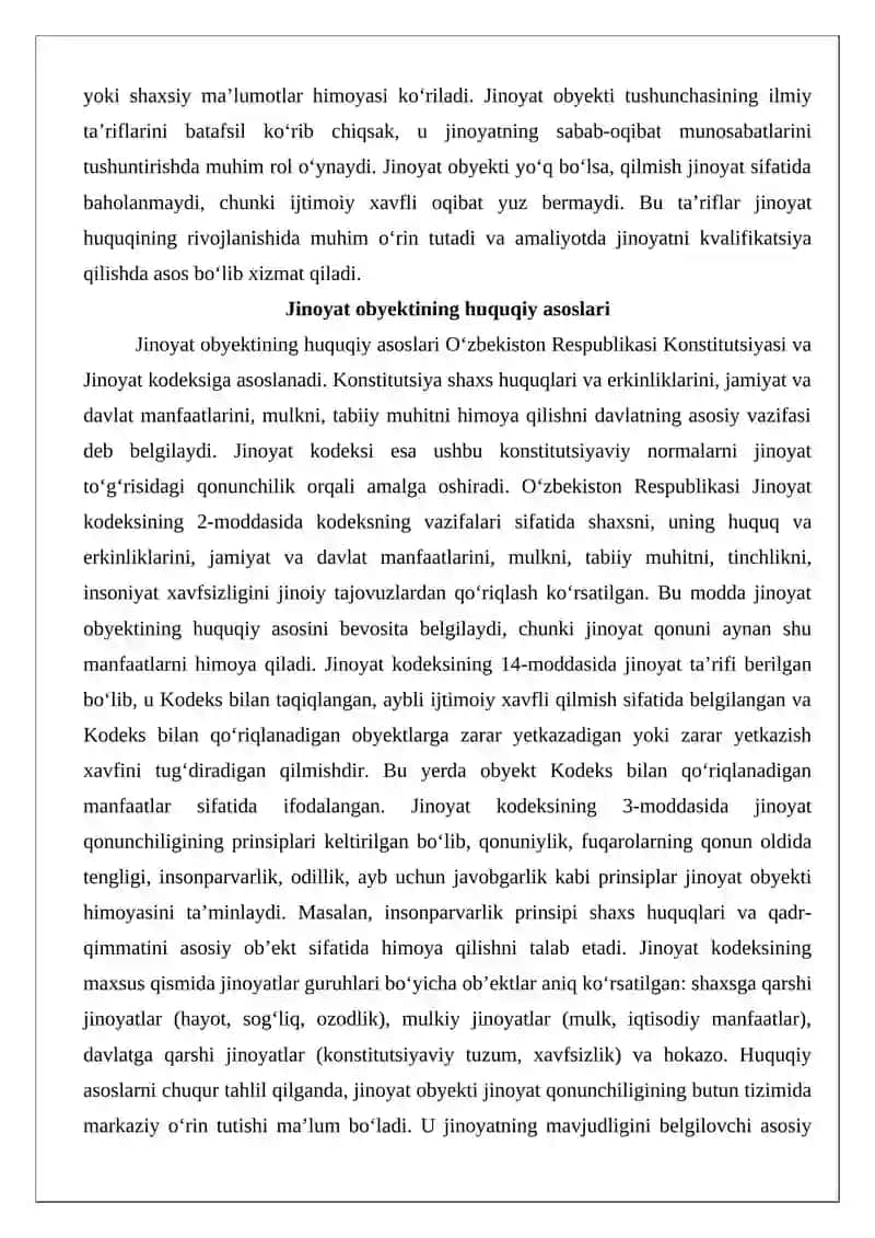 Jinoyat obyekti tushunchasi va mohiyati 4