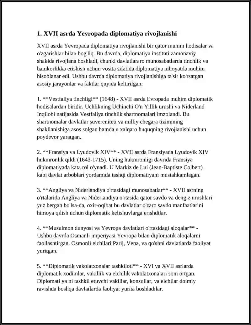 XVII-XVIII ASRDA YEVROPADA XALQARO MUNOSABATLAR VA DIPLOMATIYA 4