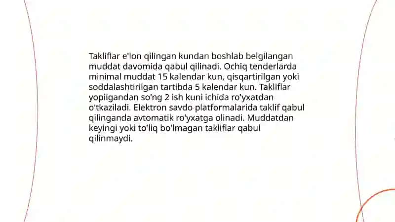 Xarid qilish tartib-taomillarining muddatlari 4