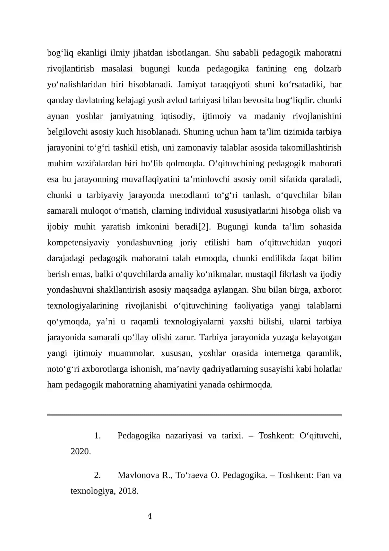 Tarbiya jarayonida oʻquvchilarning pedagogik mahorati 4