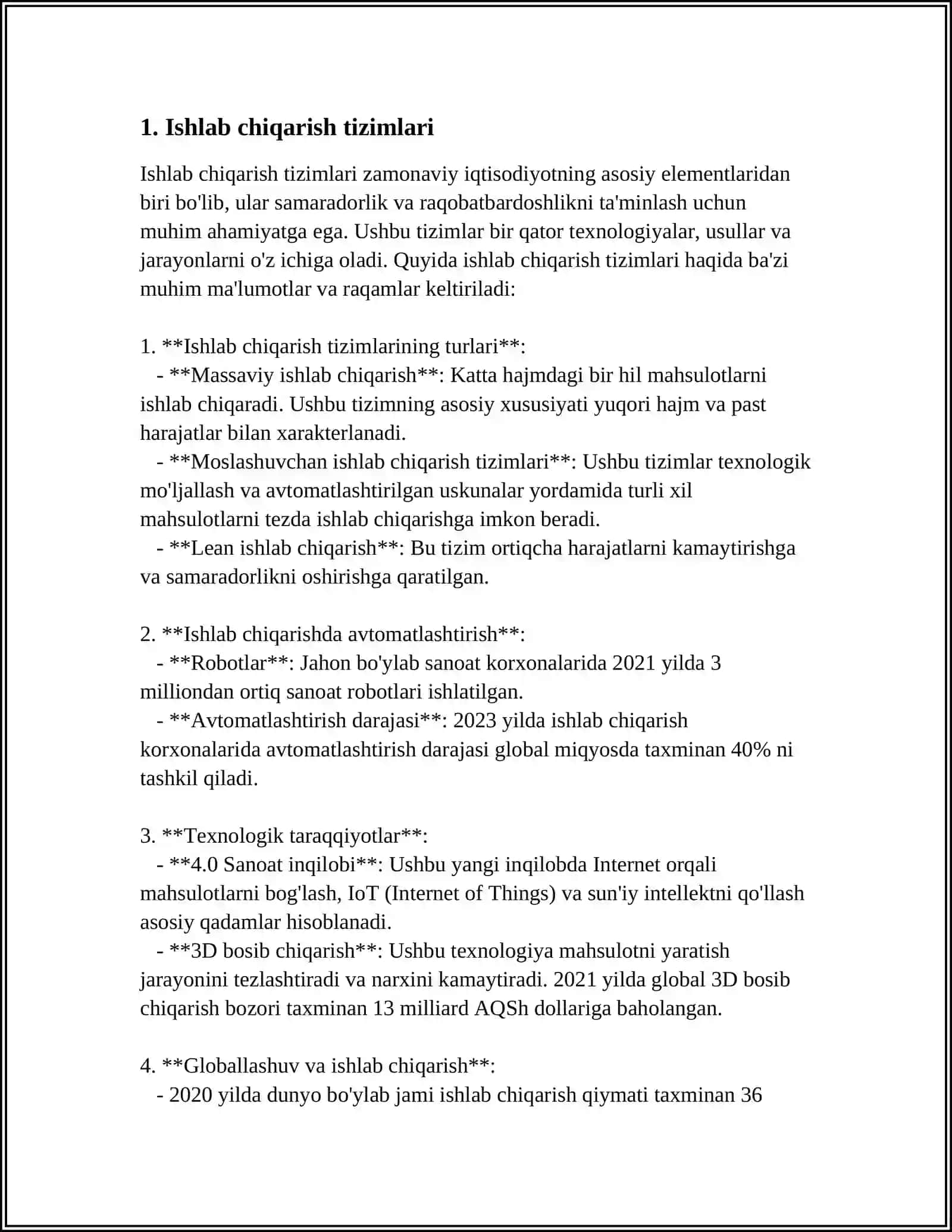 Ishlab chiqarish tizimlari: Massaviy va moslashuvchan ishlab chiqarish 4