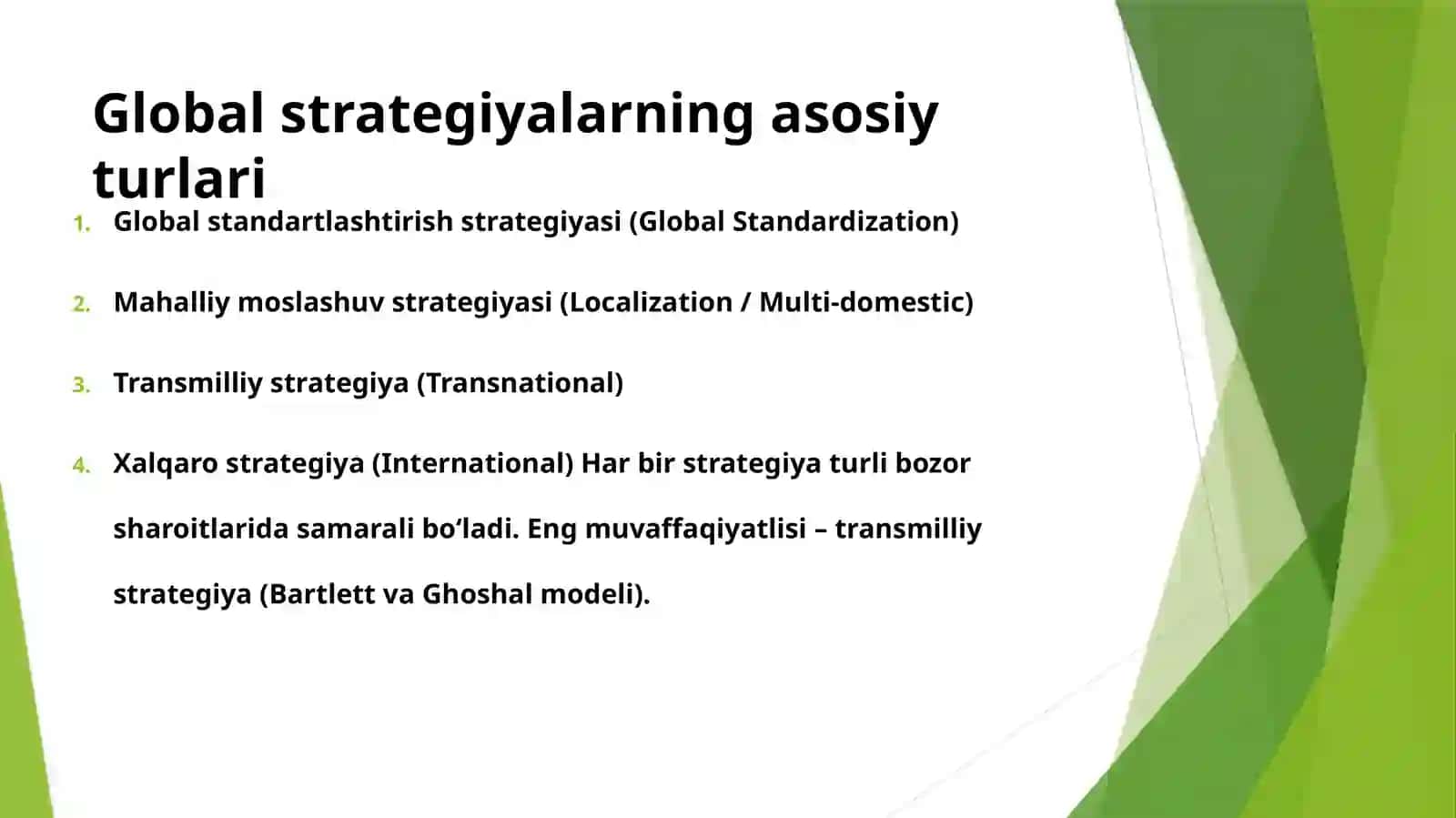 Global strategiyalar va xalqaro bozorlar 4