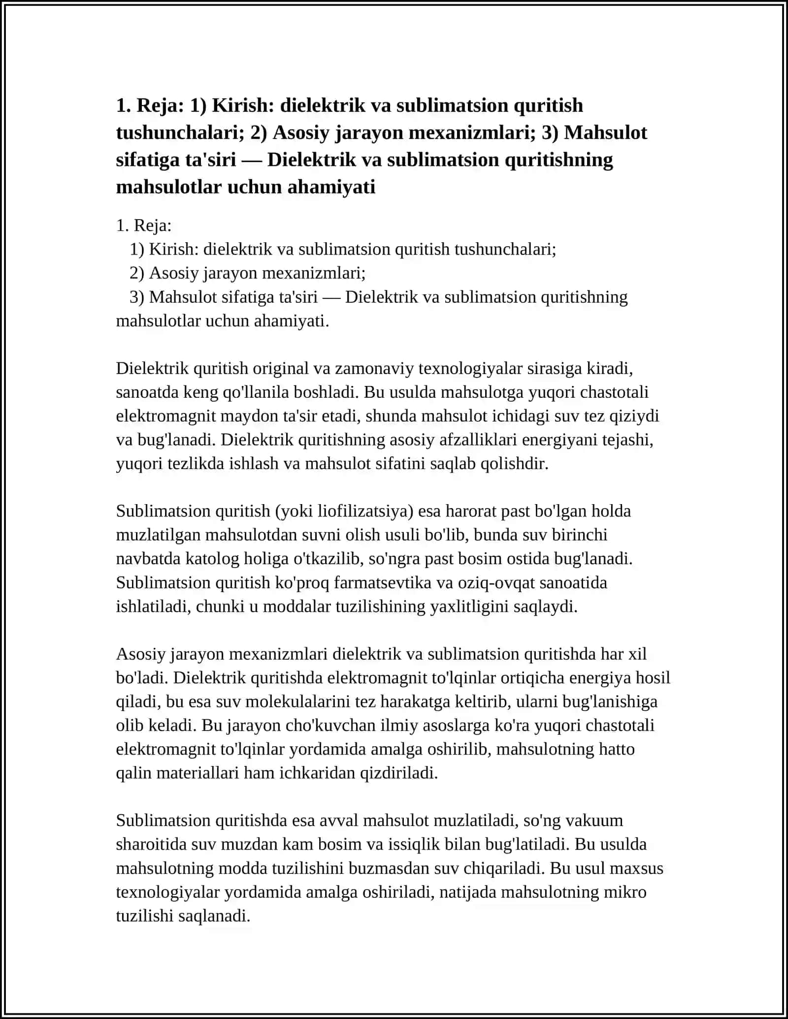 DIELEKTRIK VA SUBLIMATSION QURITISHDA MAHSULOTLAR 4