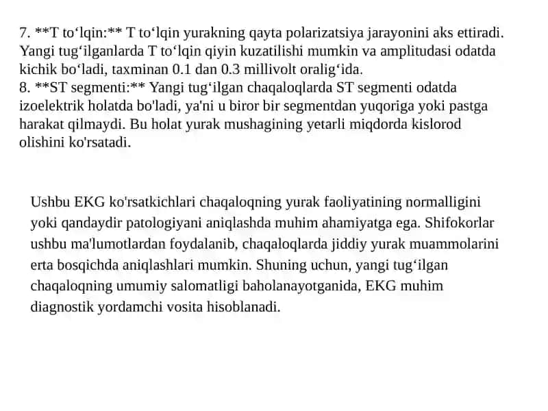 Yangi tugʻilgan chaqaloqlarda EKG asosiy parametrlari 4