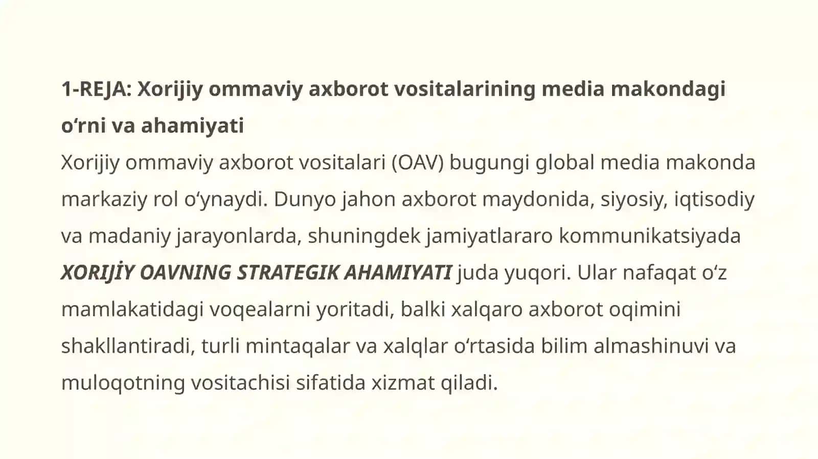 Xorijiy OAVning media makondagi o‘rni 4