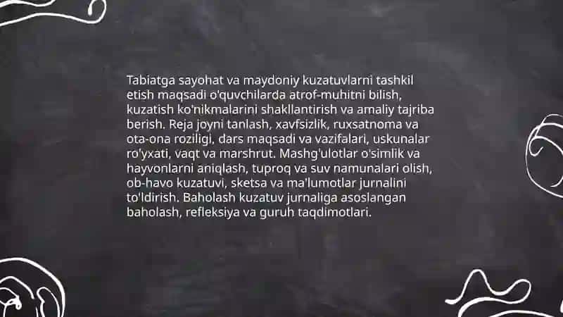 Boshlangʻich taʼlim tabiiy fanlardan sinfdan tashqari ishlarni tashkil etish 4