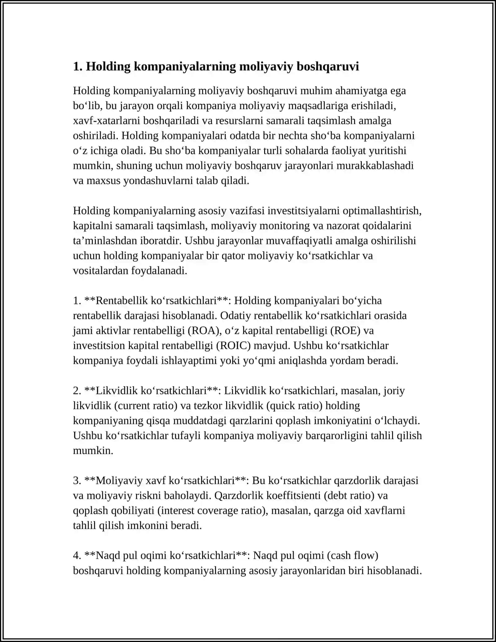 HOLDING KAMPANIYALARINING MOLIYABIY XUSUSIYATLARI 4