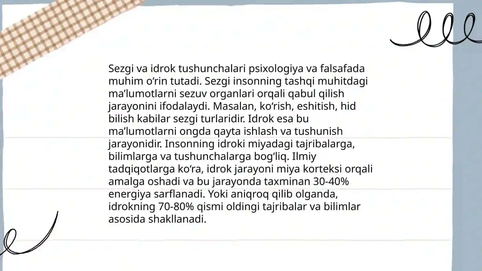 Sezgi haqida umumiy tushuncha va uning nerv fiziologik xossalari 4